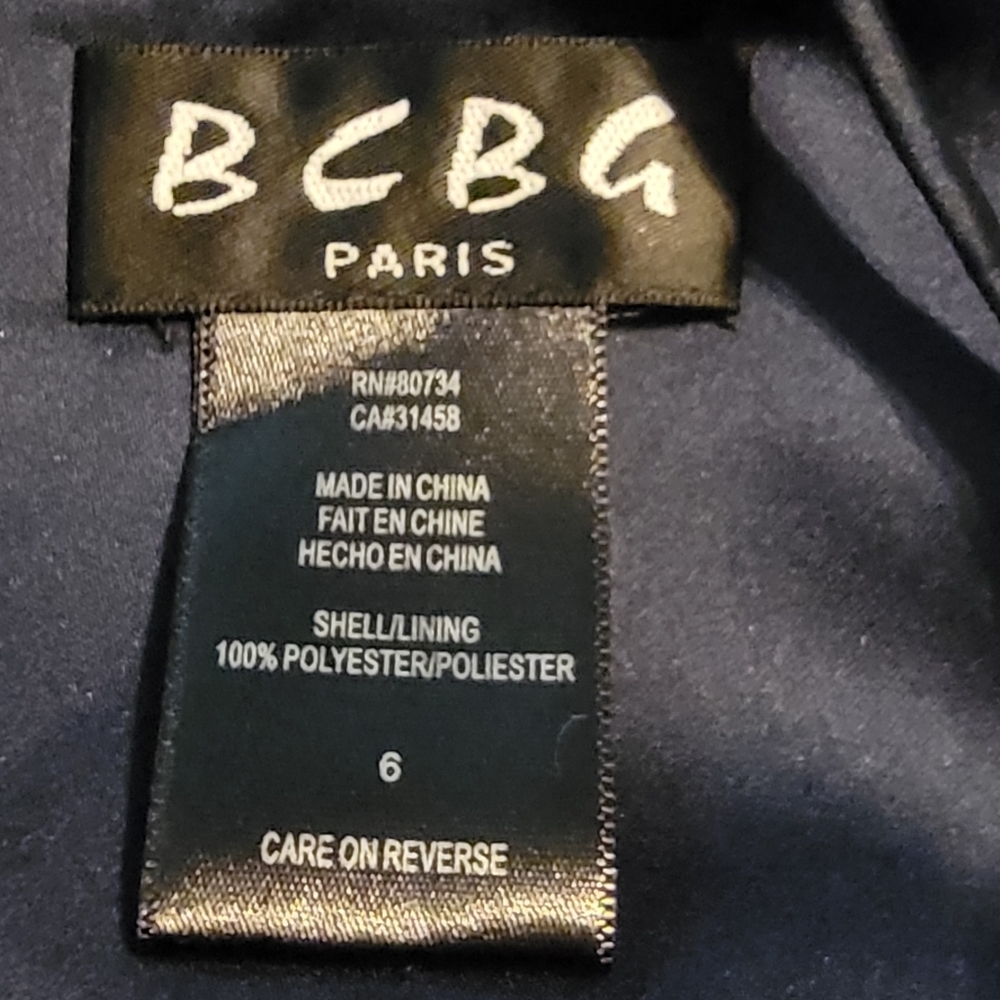 BCBG Paris Size 6 Navy Blue Sleeveless Ruffle Evening Gown Maxi Formal Dress - Picture 10 of 11